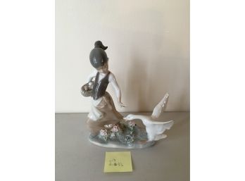 Girl Chased By Duck Lladro Made In Spain