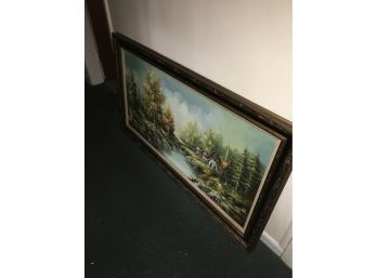 Large Vintage Oil On Canvas