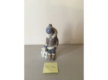 Boy In Cold With Dog Lladro Made In Spain