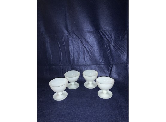 SET OF 4 WHITE GLASS CUPS