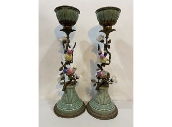 CANDLE HOLDERS BY MARK ROBERT WITH TOP BRASS