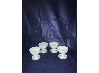 SET OF 4 WHITE GLASS CUPS