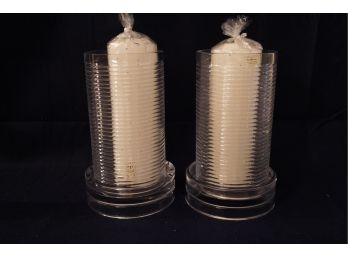 SET OF 2 RALPH LAUREN CANDLE HOLDERS WITH CANDLES