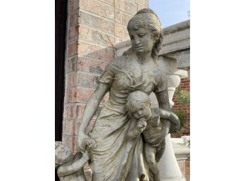 3ft Women And Kids Cement Stone Statue (heavy)