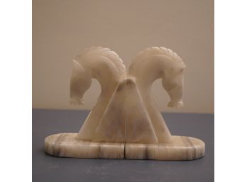 Marble Horse Head Book Ends