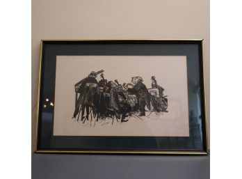 VIVA VAVALDI BY ROBERT OVERMAN HODGELL, PEN AND INK ON PAPER 15 X 24.5 INCHES