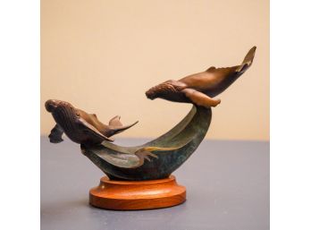 Two Whales Sculture 1990 Signed By Regat 79150