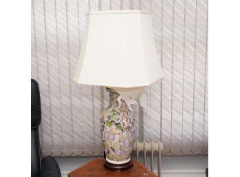 37' FLORAL PATTERN LAMP WITH ELEPHANT TOPPER