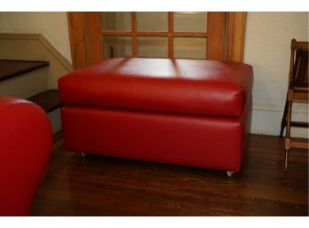 Red Leather Ottoman