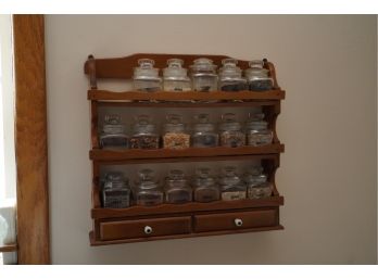 Spics Wood Holder With Glass Bottles