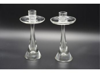 SET OF 2 GLASS Candle HOLDER 8IN  High