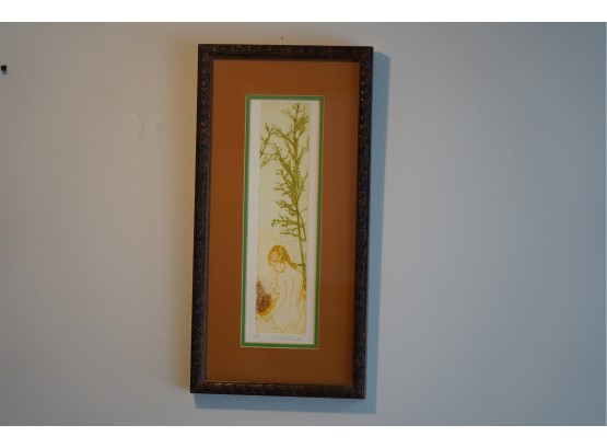 BEAUTIFUL WATERCOLOR NUDE WOMEN IN FOREST SIGN IN PENCIL ARTIST PROOF AP FRAMED