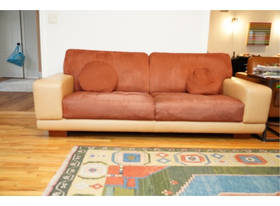 MORDEN LEATHER AND SUEDE SOFA
