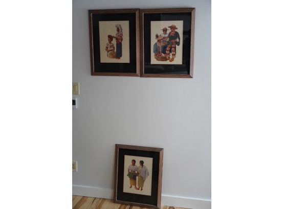 GUATEMALAN SIGNED PRINTS MATTED AND FRAMED