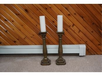 TWOS COMPANY CANDLEHOLDERS WITH CANDLES