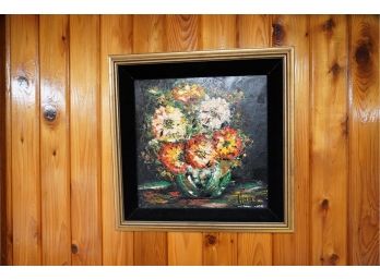 OIL AND CANVAS OF FLOWERS, SIGNED