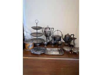 LARGE LOT OF SILVERPLATE MISC PIECES AND CUPS