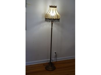 ANTIQUE TALL METAL LAMP WITH HANDMADE TOP