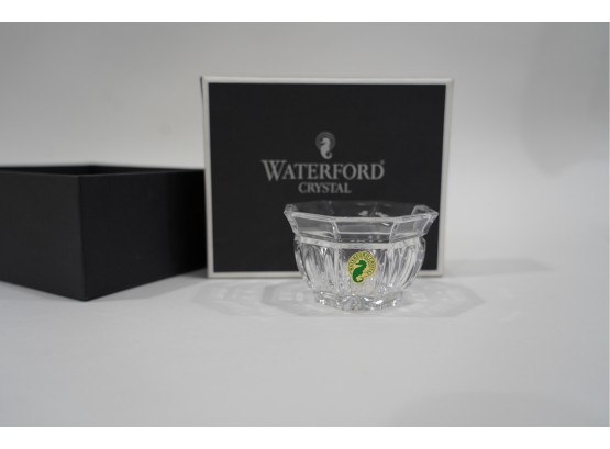 WATERFORD CRYSTAL CANDLE BOWL WITH CANDLES