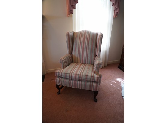 STRIPE PATTERN WING BACK CLUB CHAIR FOR SINGLE PERSON