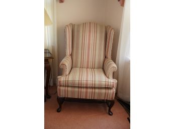 STRIPE PATTERN WING BACK CLUB CHAIR FOR SINGLE PERSON