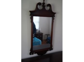 ANTIQUE WOOD HANGING MIRROR, 25X47 INCHES