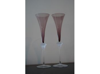 VERSACE CHAMPAGNE FLUTES, 12IN HEIGHT