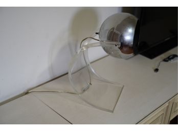 MID-CENTURY CHROME ACRYLIC LOSE SIGHT LAMP, 14IN HEIGHT