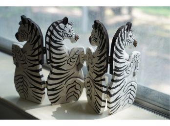 ZEBRA DECORATIONS PAINTED ON WOOD SMALL 12IN HIGH