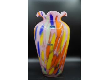 MURANO MADE IN ITALY GLASS VASE, 12IN HEIGHT