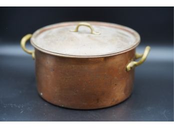 SMALL COPPER METAL POT WITH LID