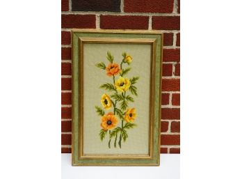 NEEDLE POINT OF FLOWERS, 15X22 INCHES