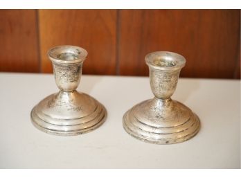 STERLING SILVER CNADLE HOLDERS, 3IN HEIGHT