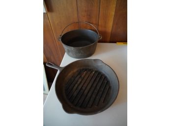 CAST IRON POT AND PAN