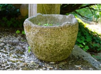 VINTAGE CEMENT OUTDOOR PLANTER, 15IN HEIGHT