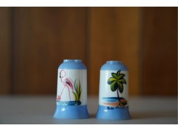 HAND PAINTED MIAMI SALT AND PEPPER SHAKERS, 1IN HEIGHT