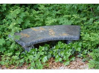VINTAGE PAINTED OUTDOOR CEMENT BENCH 3 PIECE