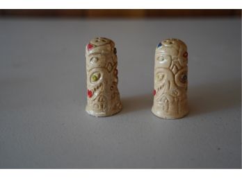 INCA STYLE SALT AND PEPPER SHAKERS, 1IN HEIGHT