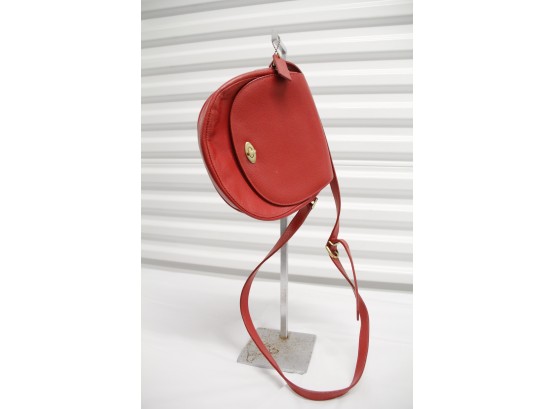 Vintage Red Leather Coach Shoulder Handbag