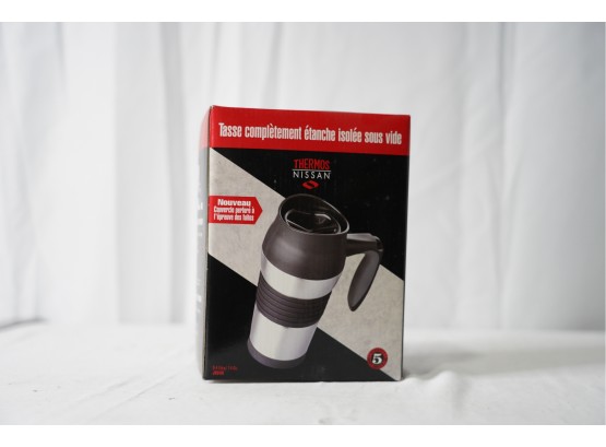 NEW NISSAN THERMOS VACUUM INSULATED TOTALLY LEAK PROOF MUG