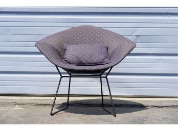 MID CENTURY TRIANGULAR EGG SHAPE WIRE CHAIR BY HARRY BERTOIA? WITH MATCHING SMALL PILLOW