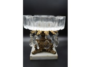 MARBLE BASE WITH BRASS LEGS CIGAR DISH