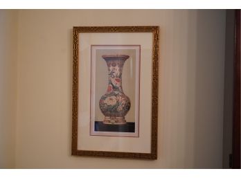 PRINT OF A VASE WITH GOLD FRAME, 25X17 INCHES
