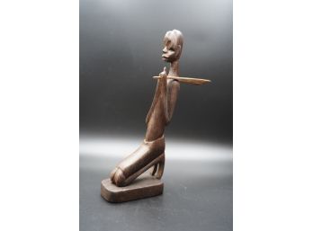 HAND CARVE WOOD STATUE MADE IN ANGOLA, 10IN HEIGHT