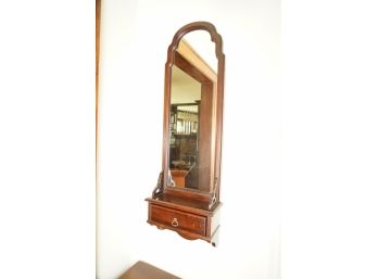 HANGING WOOD MIRROR WITH 1 DRAWER