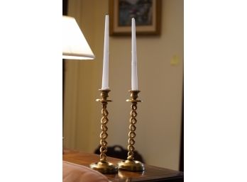 BRASS METAL CANDLE HOLDERS, 12IN HEIGHT