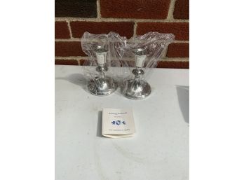 NEW REED AND BARTON PEWTER CANDLE HOLDERS, 6IN HEIGHT