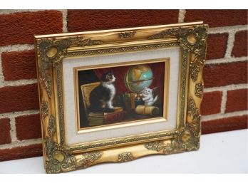 OIL ON BOARD PAINTING OF CATS,  5X7 INCHES