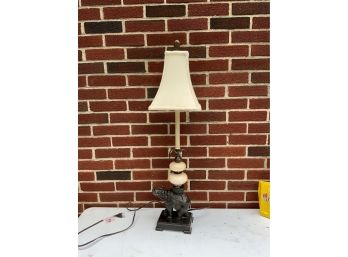 METAL ELEPHANT LAMP WITH MARBLE, 33IN HEIGHT