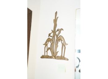 MID CENTURY METAL BIRDS WALL DECORATION, 21X12 INCHES
